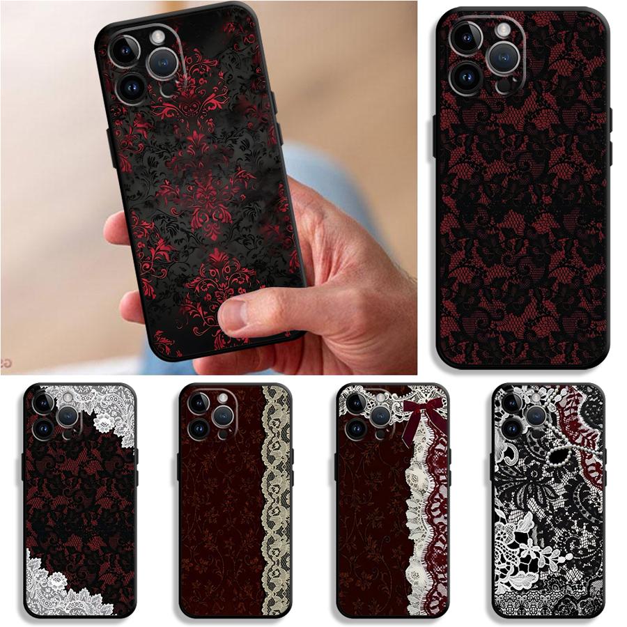 Apple Iphone 15 Pro Max - Casing Ponsel Renda Seksi Hitam dan
