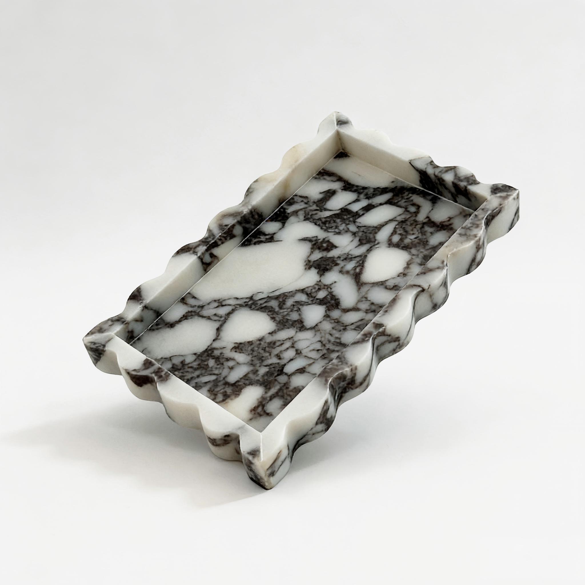 Marble Serving Board - Nampan Marmer Calacatta Viola Berlekuk, Nampan