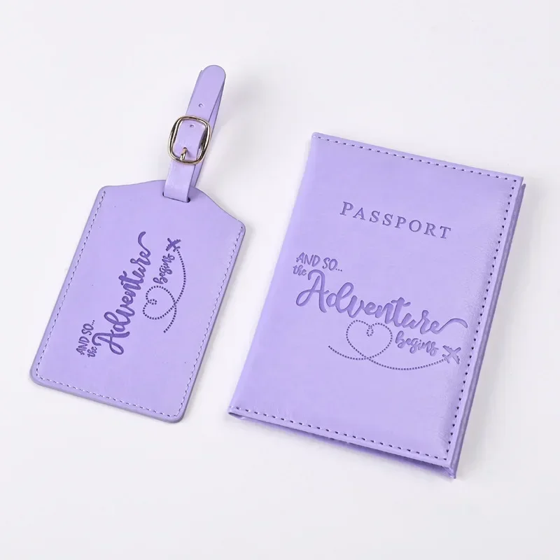 Leather Passport Cover - Klip tiket paspor kulit PU ungu
