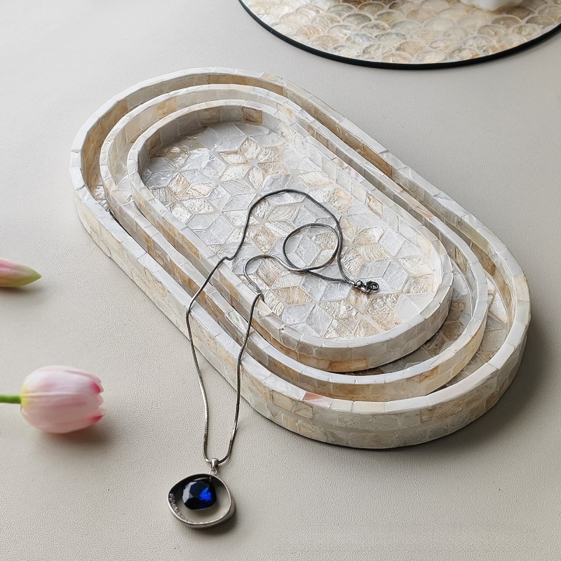 Nampan Kerang Alami Mewah Nord - Marble Serving Board ulasan dan harga
